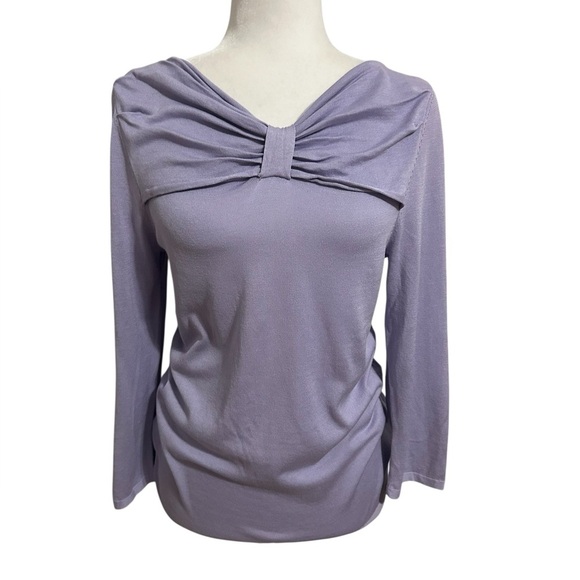 ANTONIO MELANI Purple Bow Inspired Silk Blend Blouse Career Feminine Blouse M - Picture 1 of 7